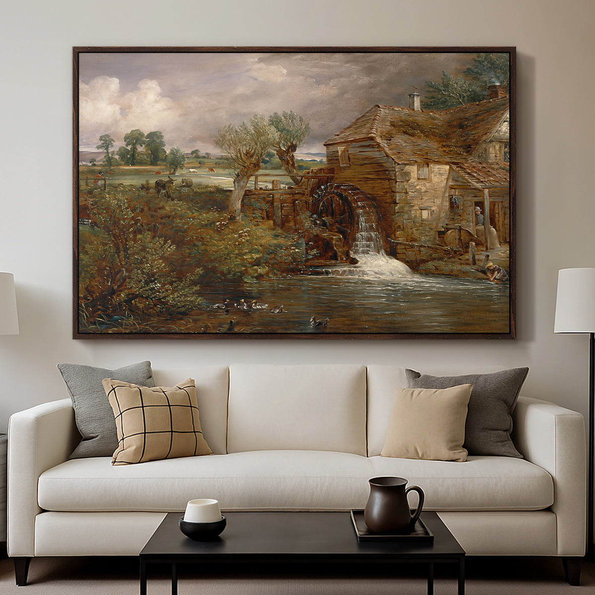 Parham Mill, Gillingham, 1826 - Floater Framed Canvas Print