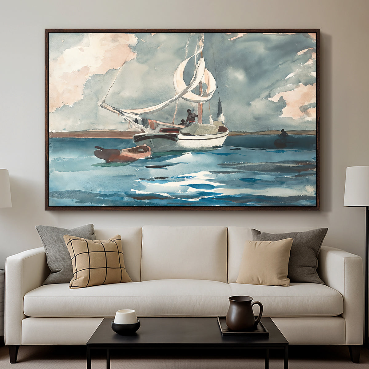 Sloop, Nassau, 1899 - Floater Framed Canvas Print