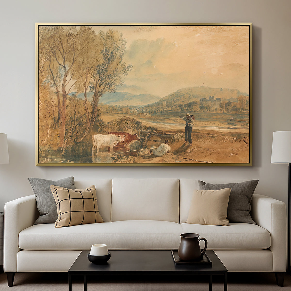 Lulworth Castle, Dorset, c. 1820 - Floater Framed Canvas Print