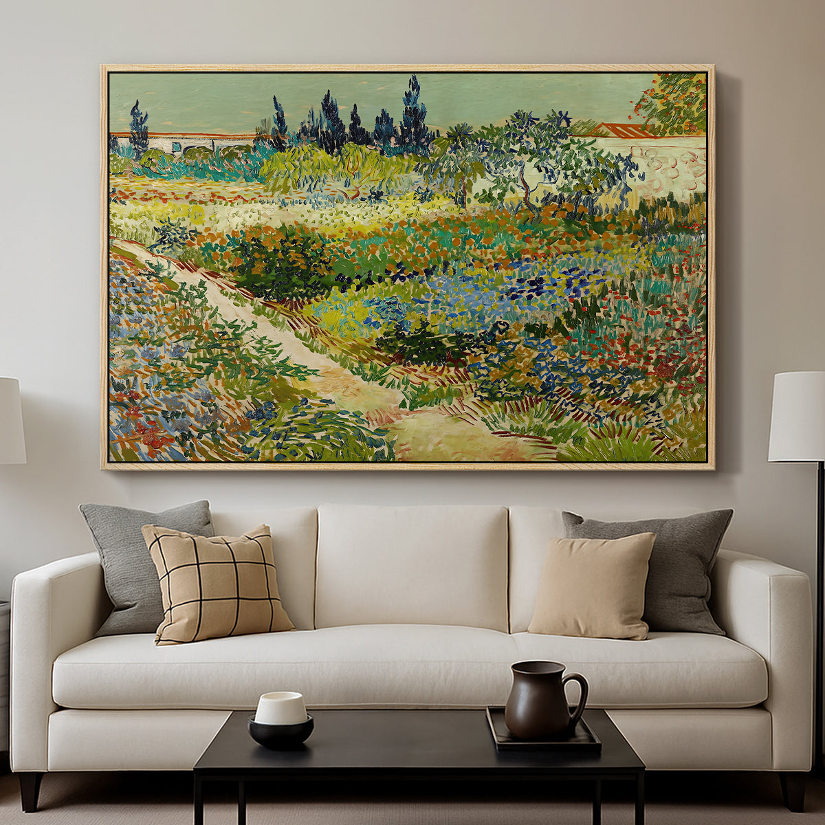 Garden at Arles, 1888 - Floater Framed Canvas Print