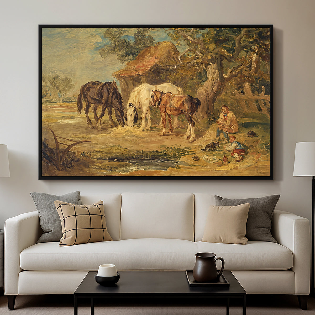 The Midday Meal, 1835 - Floater Framed Canvas Print