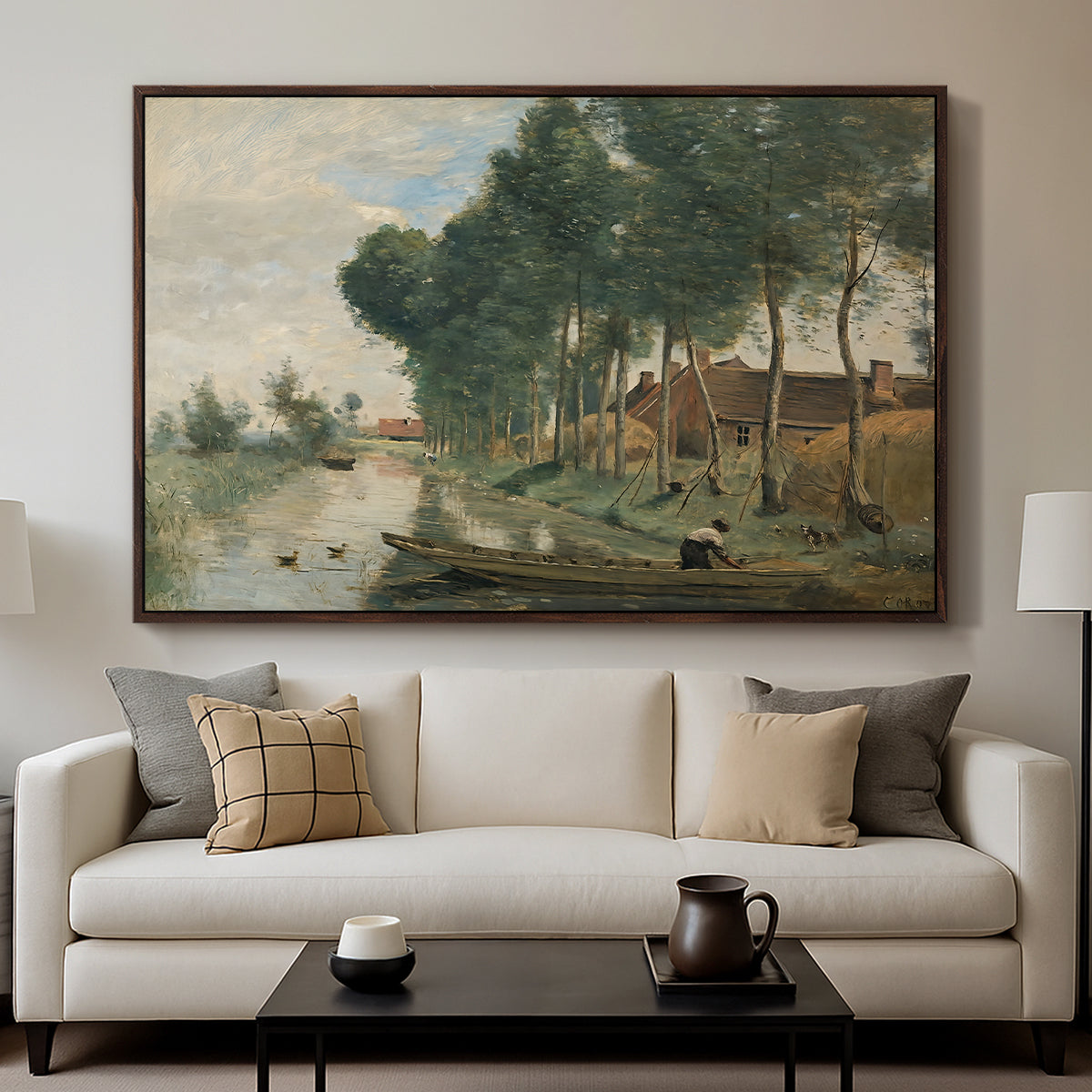 Landscape at Arleux-du-Nord, c. 1871-1874 - Floater Framed Canvas Print