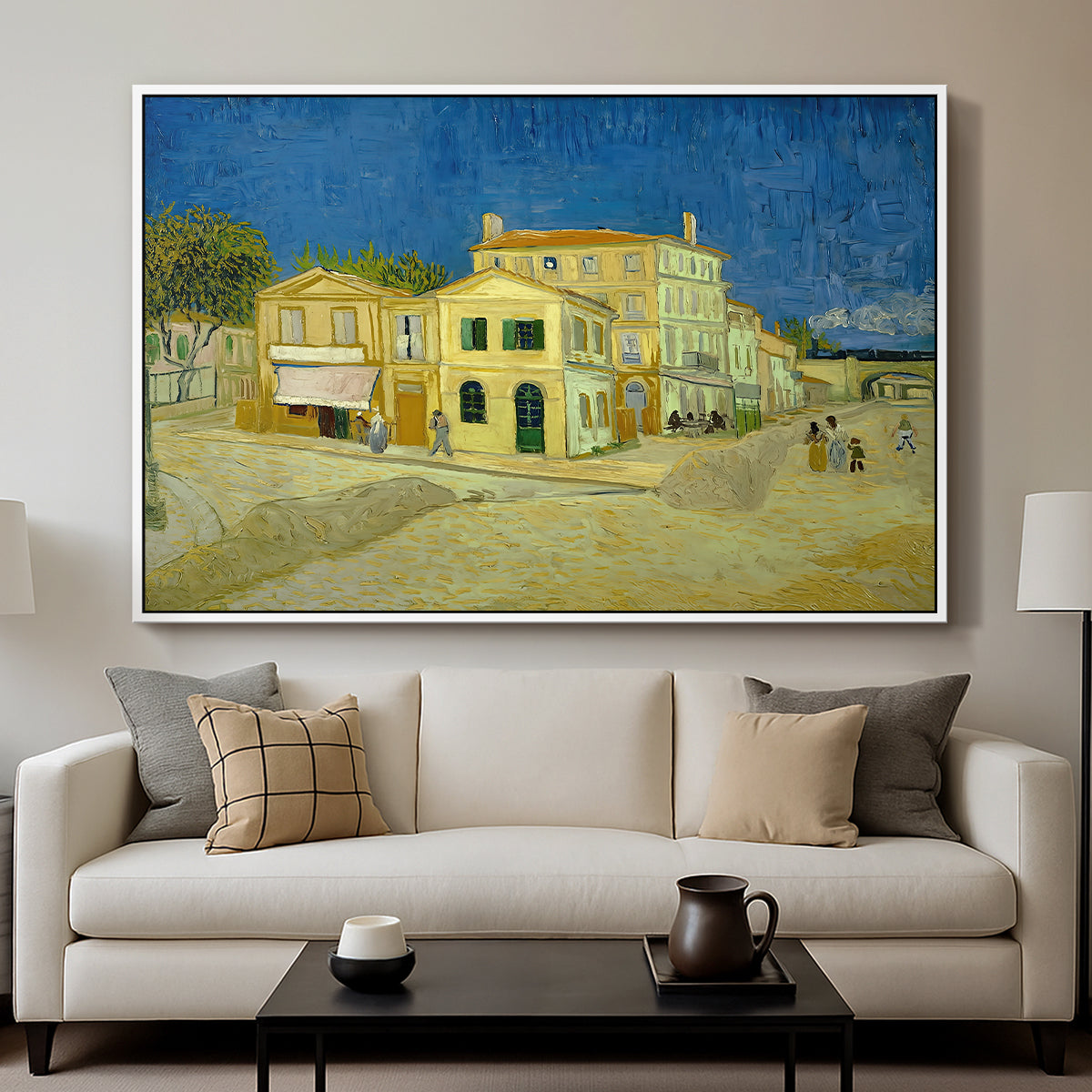 The Yellow House (The Street), 1888 - Floater Framed Canvas Print