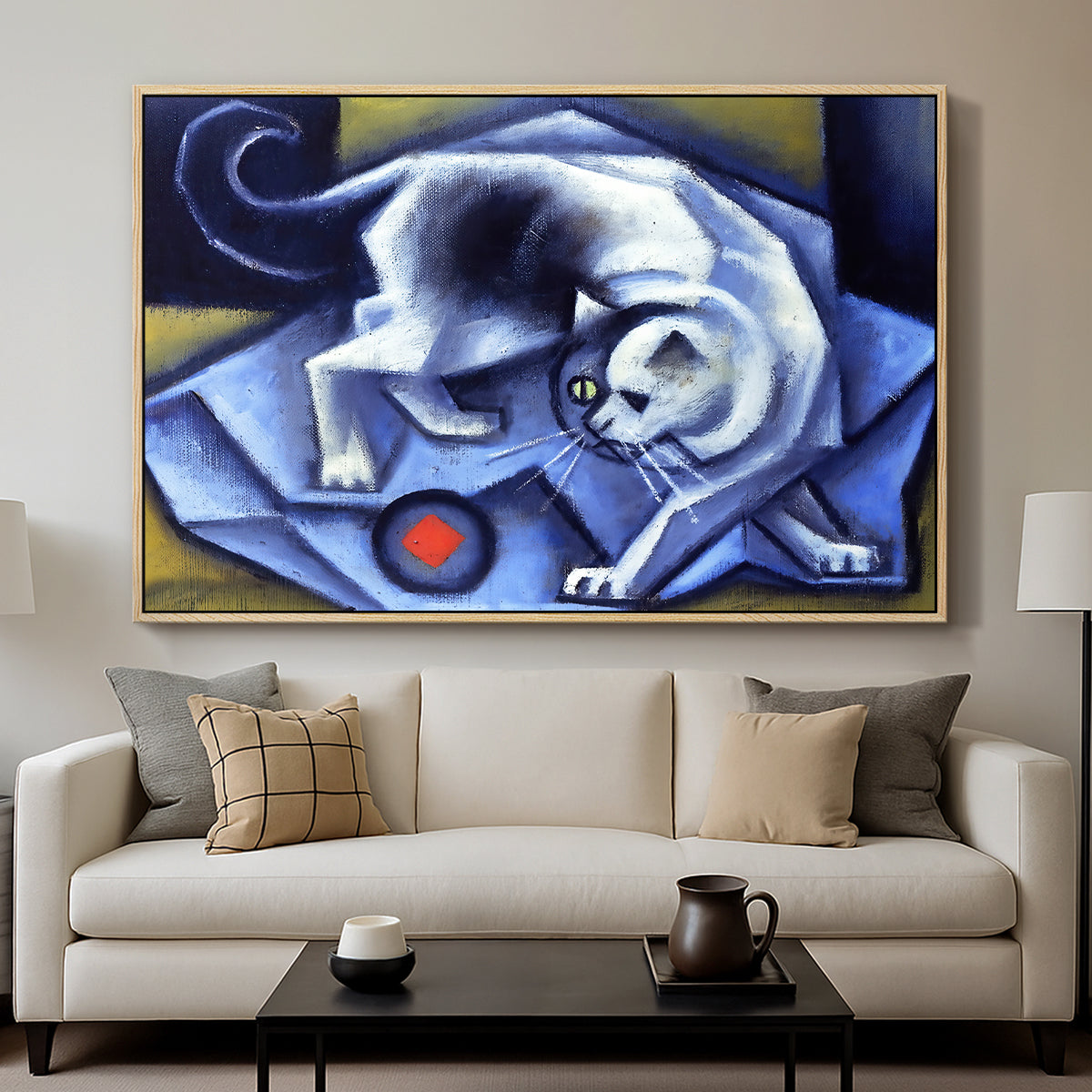Cat Playing with a Ball, 1945-1950 - Floater Framed Canvas Print