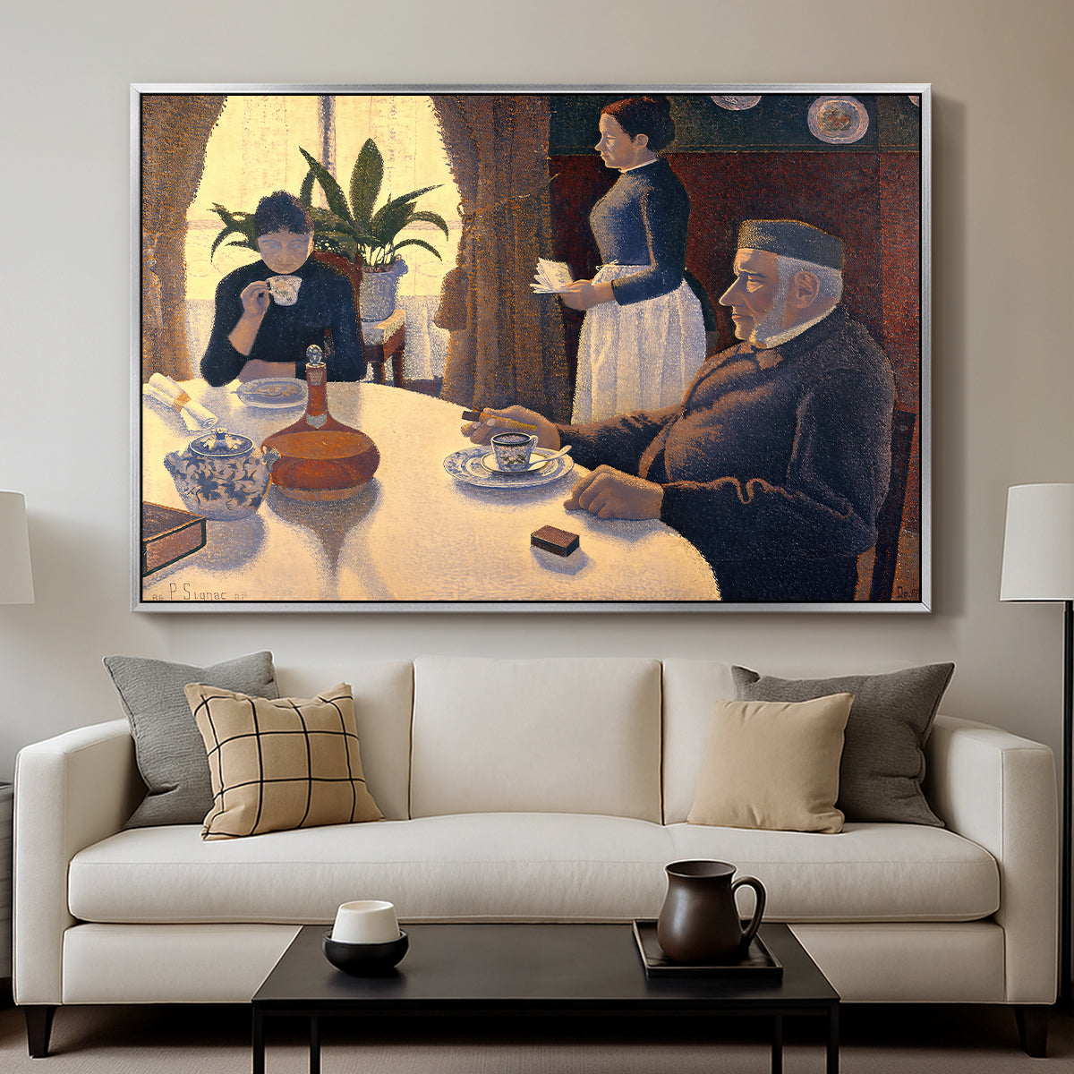 The Dining Room (Breakfast), 1886-1887 - Floater Framed Canvas Print