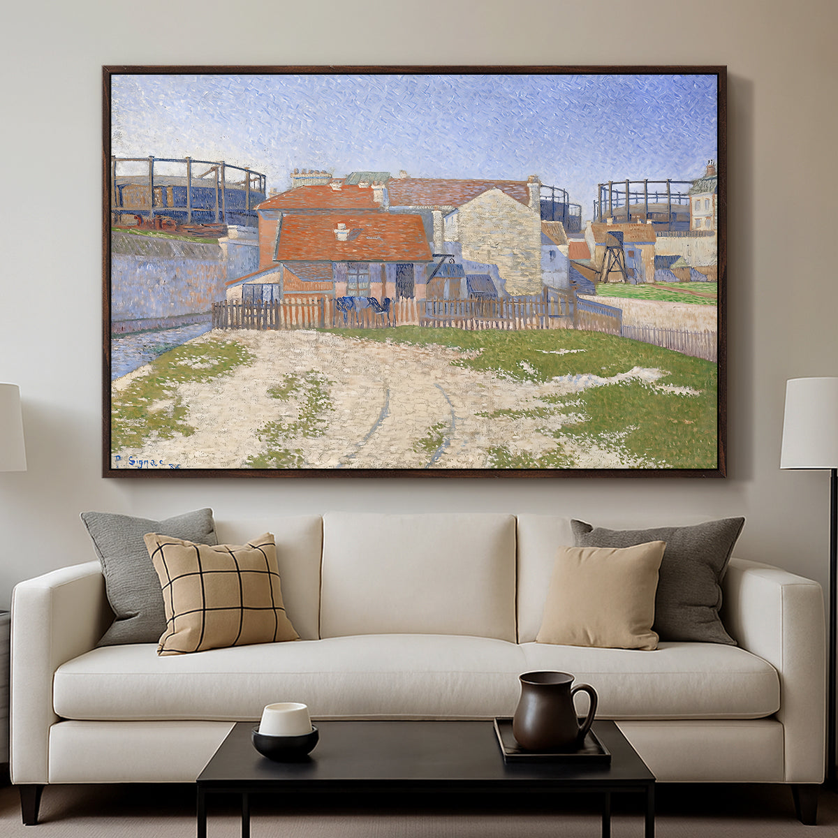 Gasometers at Clichy, 1886 - Floater Framed Canvas Print