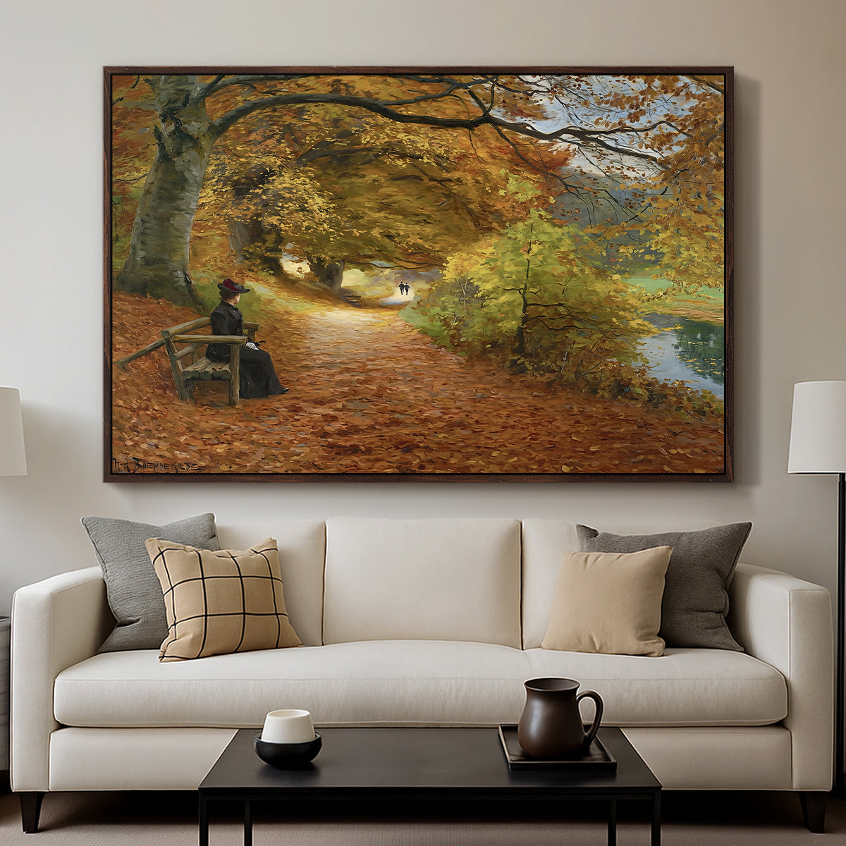 A Wooded Path in Autumn, 1902 - Floater Framed Canvas Print