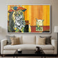 Woman Yelling at a Cat Meme (Picasso Parody) - Floater Framed Canvas Print