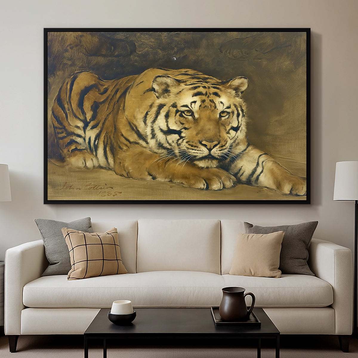 Study of a Tiger for Circe, 1885 - Floater Framed Canvas Print