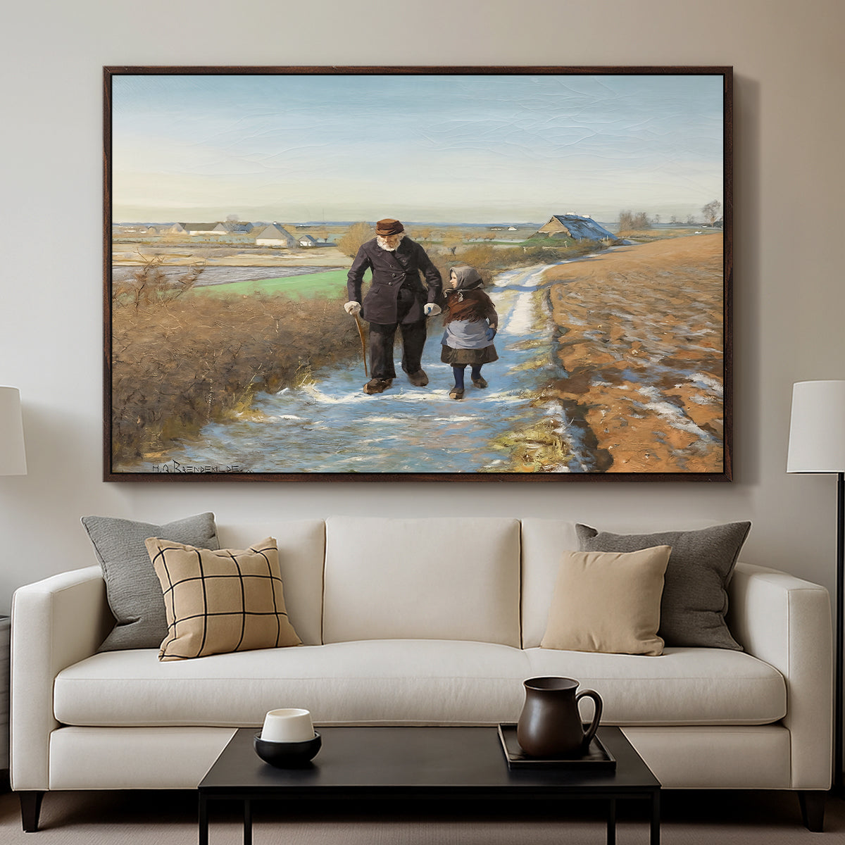 The Old Man and the Child, 1888 - Floater Framed Canvas Print