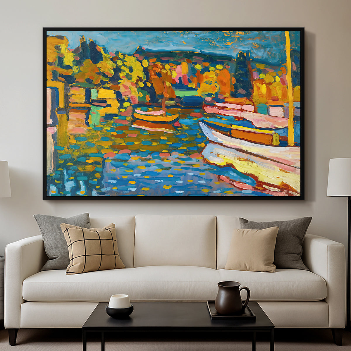 Study for Autumn Landscape with Boats, 1908 - Floater Framed Canvas Print