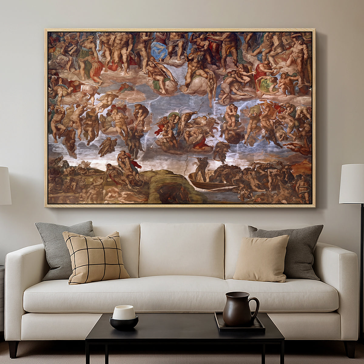 The Last Judgment (Charon's Boat and the Damned), 1536-1541 - Floater Framed Canvas Print