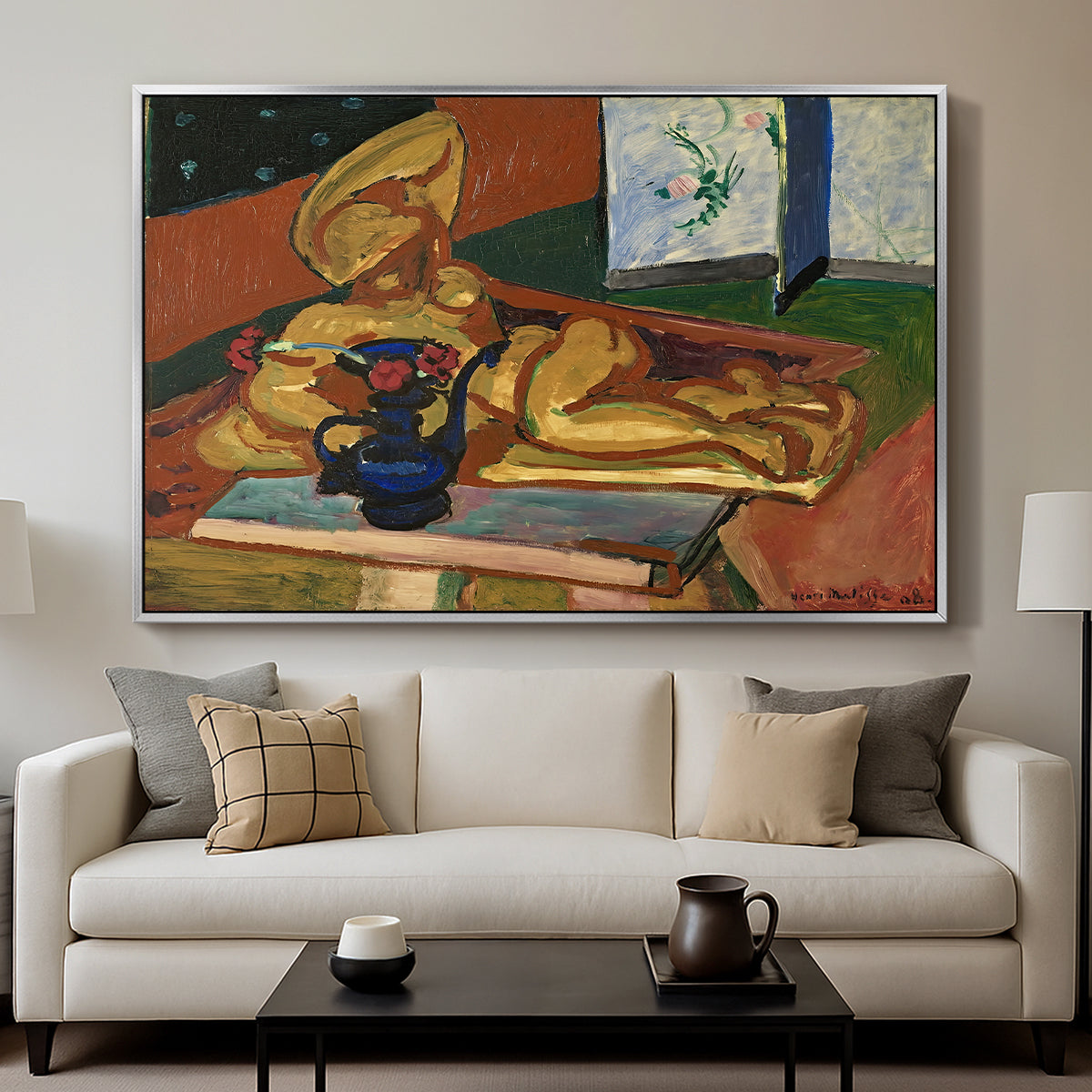 Sculpture and Persian Vase (The Bronze Figure), 1908 - Floater Framed Canvas Print