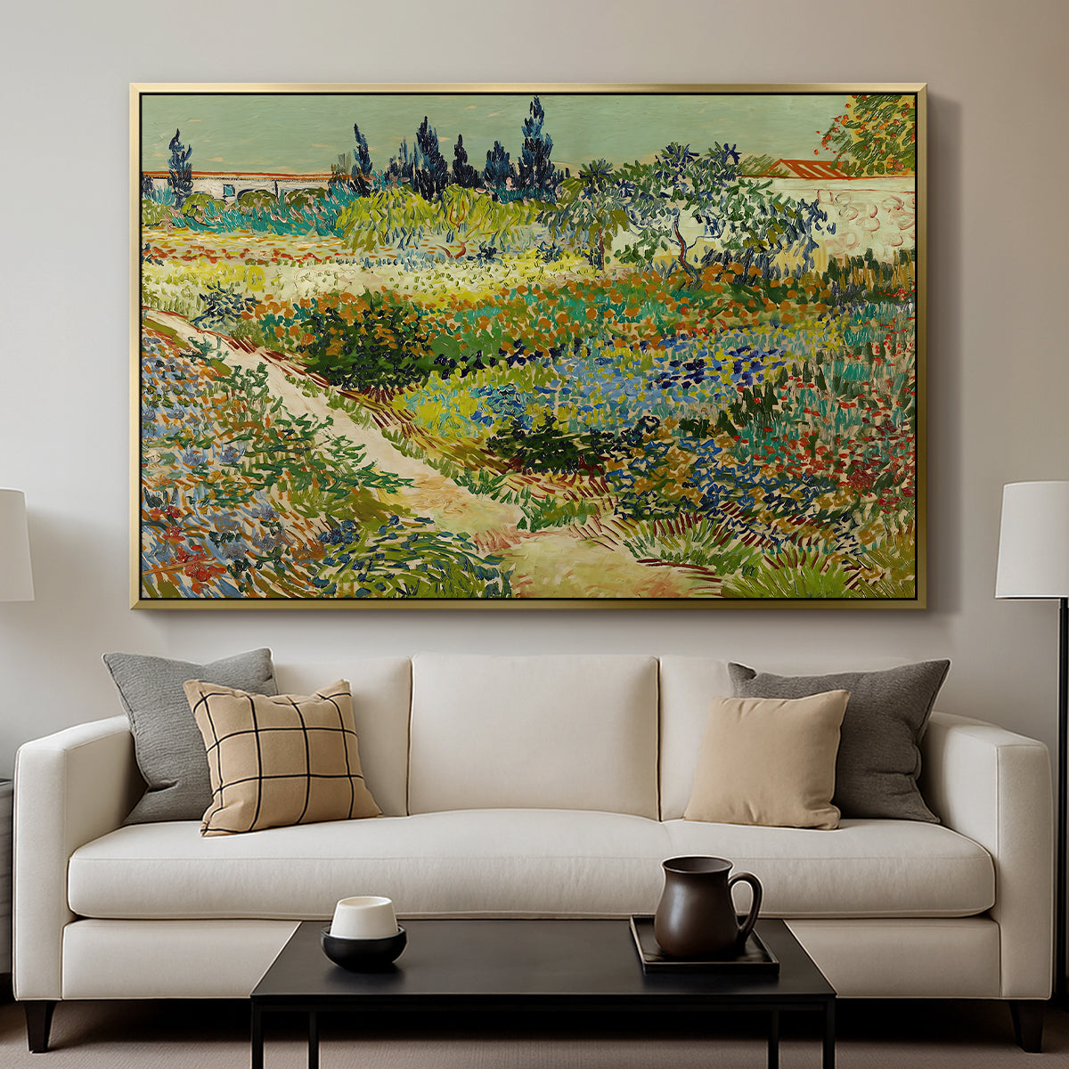 Garden at Arles, 1888 - Floater Framed Canvas Print