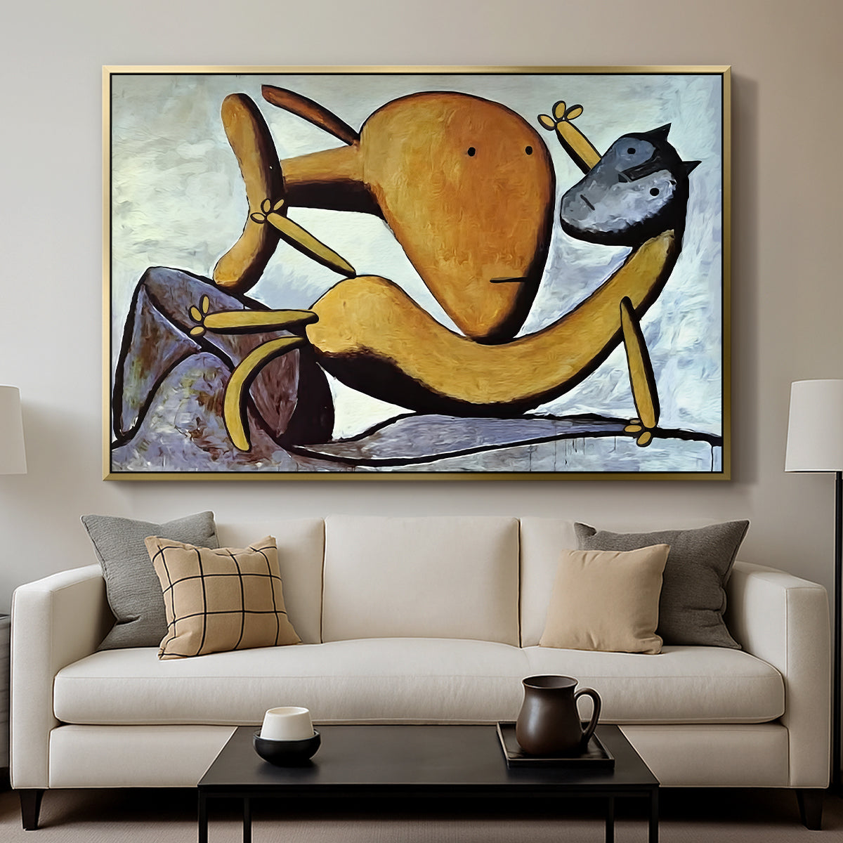 Cat and Big Fish, c. 1931 - Floater Framed Canvas Print