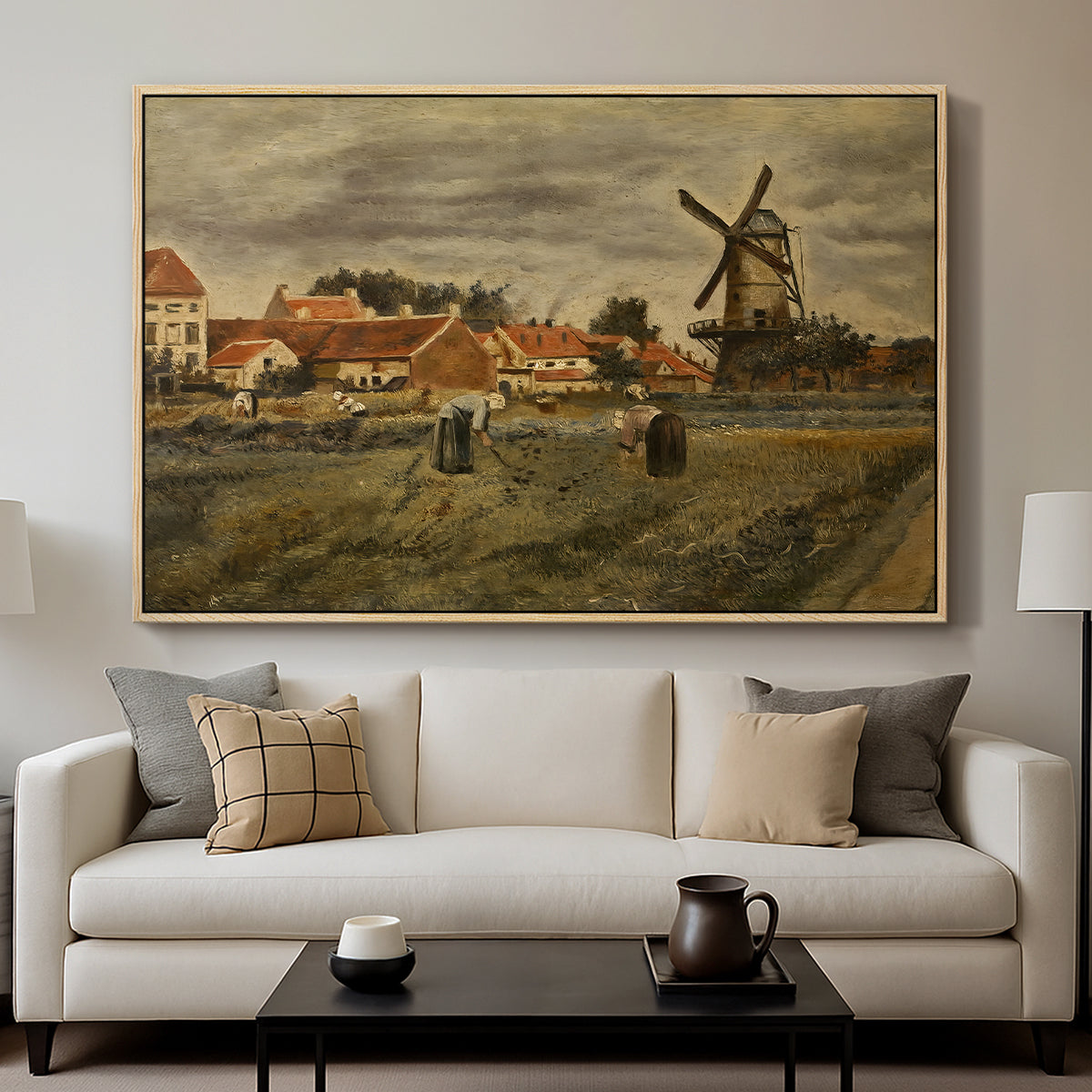 The Potato Harvest, c. 1875 - Floater Framed Canvas Print