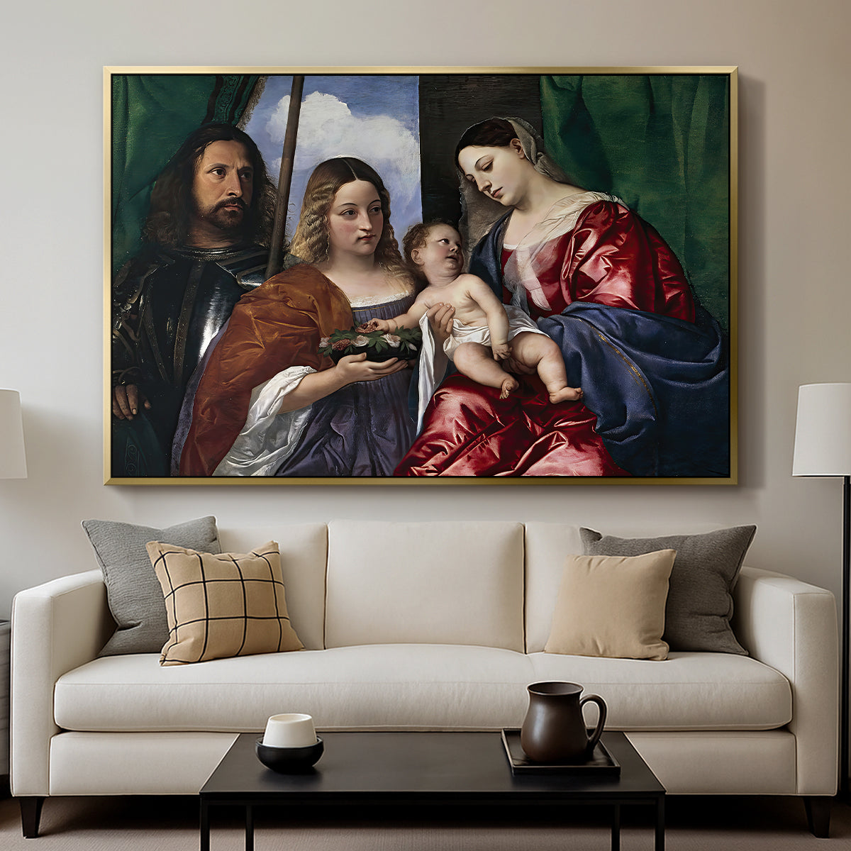 Madonna and Child with Saints Dorothy and George, c. 1516 - Floater Framed Canvas Print