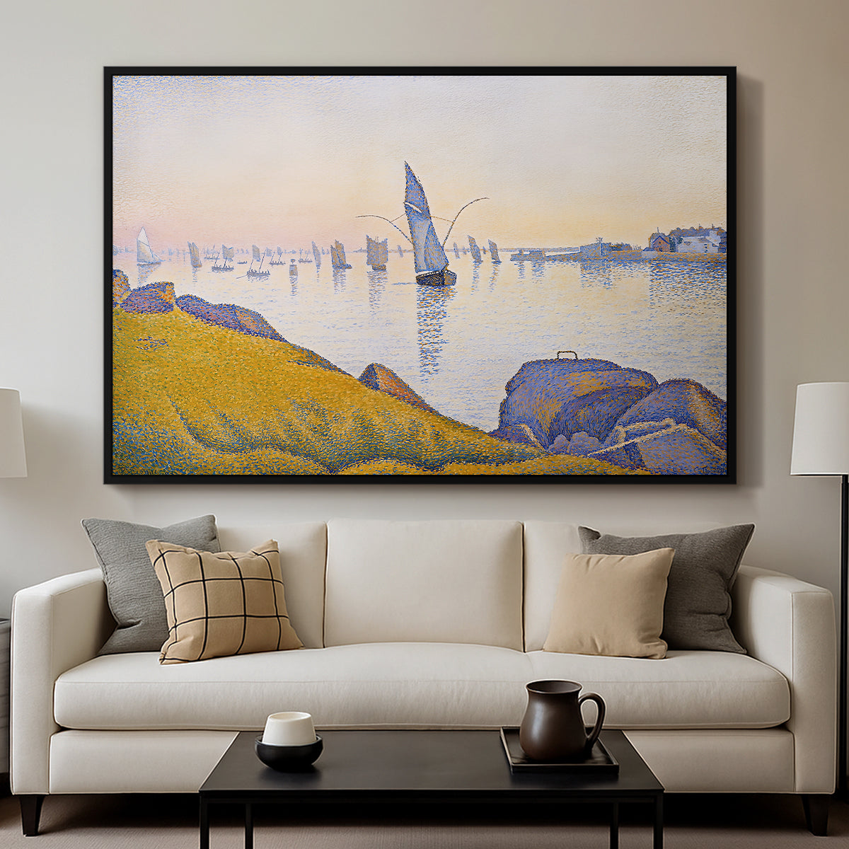 Evening Calm, Concarneau, Opus 220, 1891 - Floater Framed Canvas Print