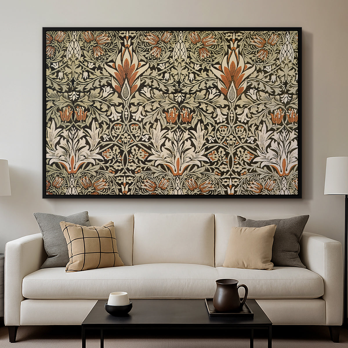 Snakeshead - Charcoal/Spice, c. 1876 - Floater Framed Canvas Print