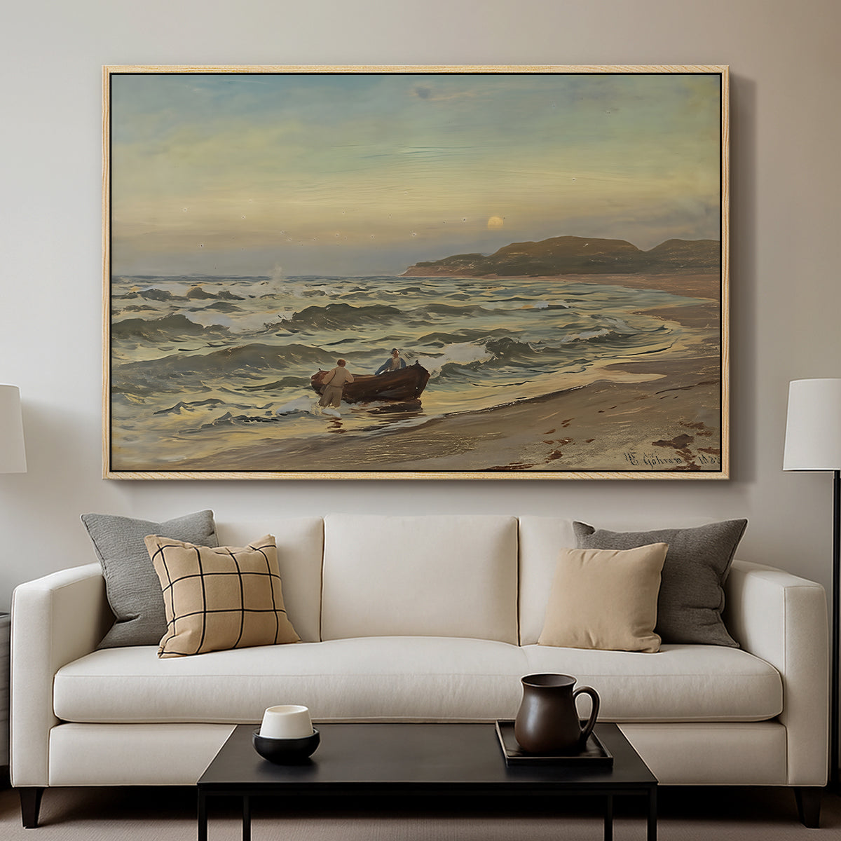 Storm at Rügen, 1882 - Floater Framed Canvas Print