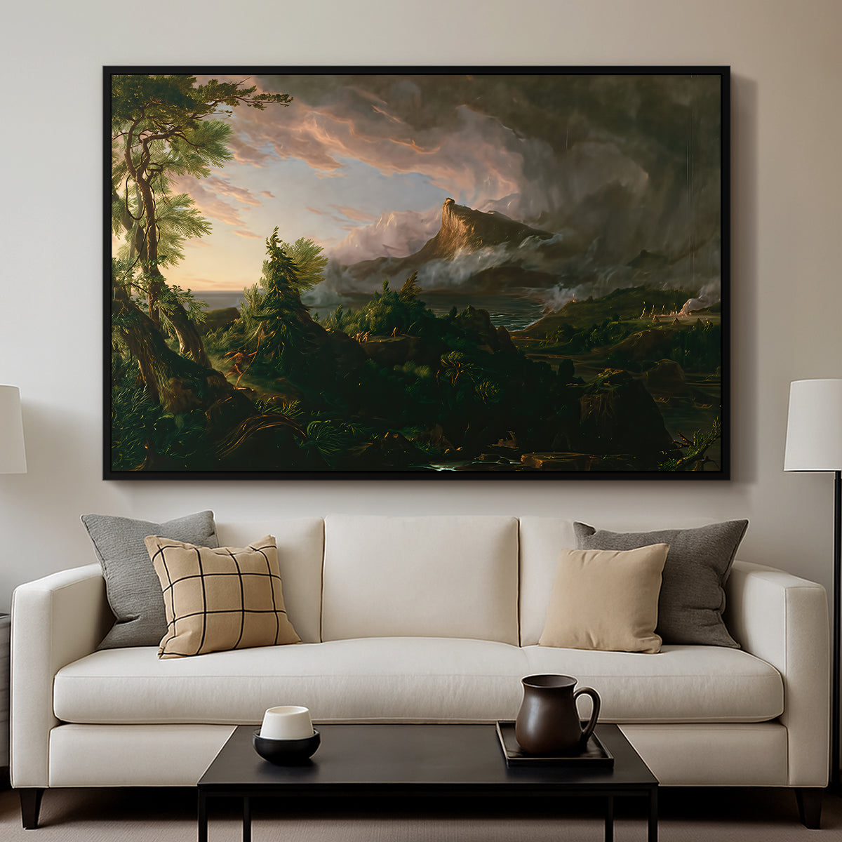 The Course of Empire: The Savage State, 1834 - Floater Framed Canvas Print