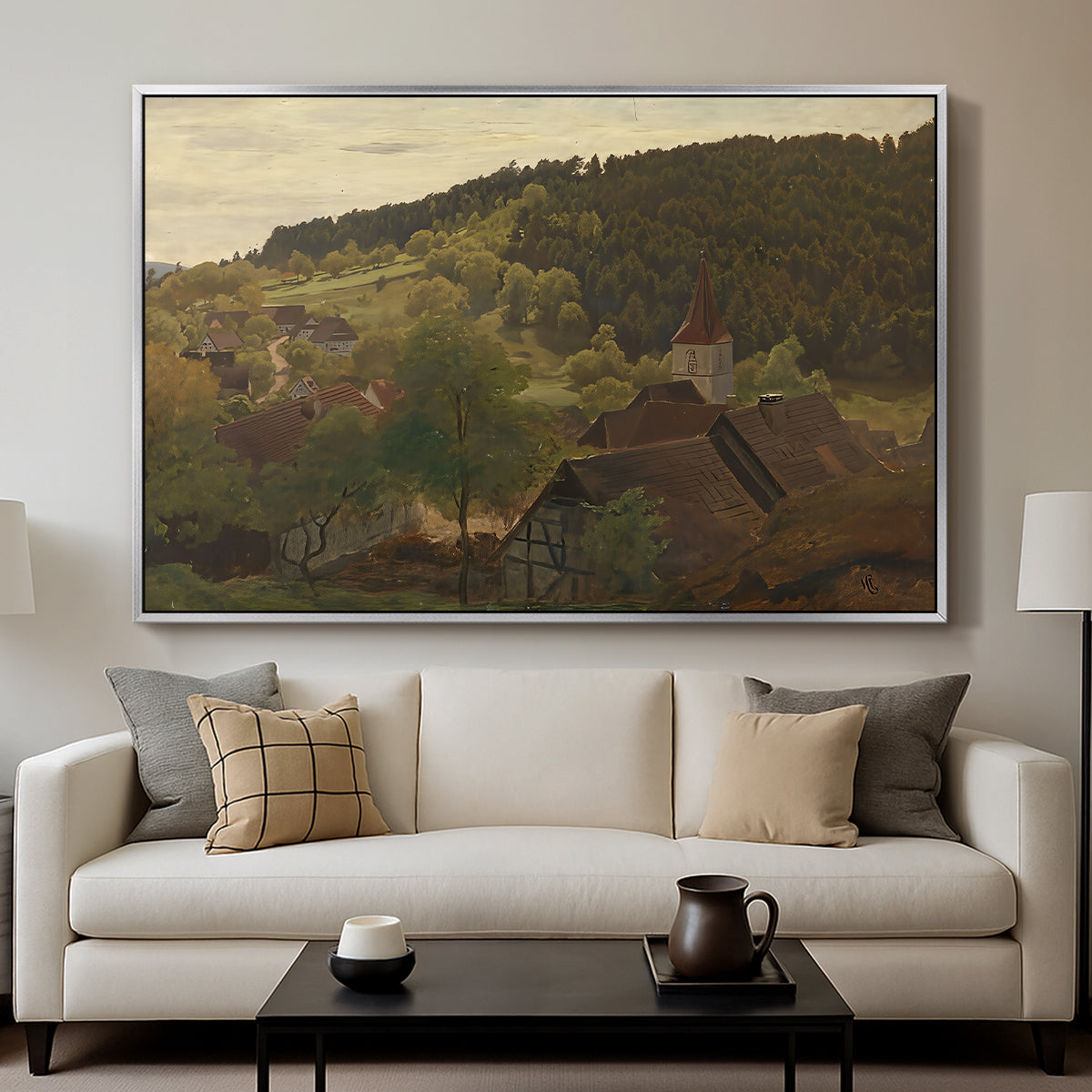 Landscape from Ebersteinburg in Baden, 1876 - Floater Framed Canvas Print