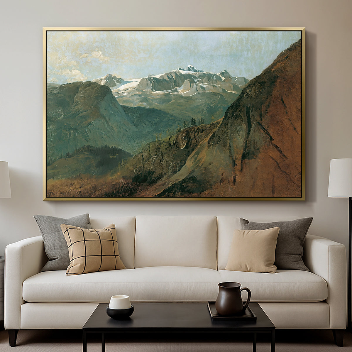 The Dachstein from the Plassen near Hallstatt, 1827 - Floater Framed Canvas Print