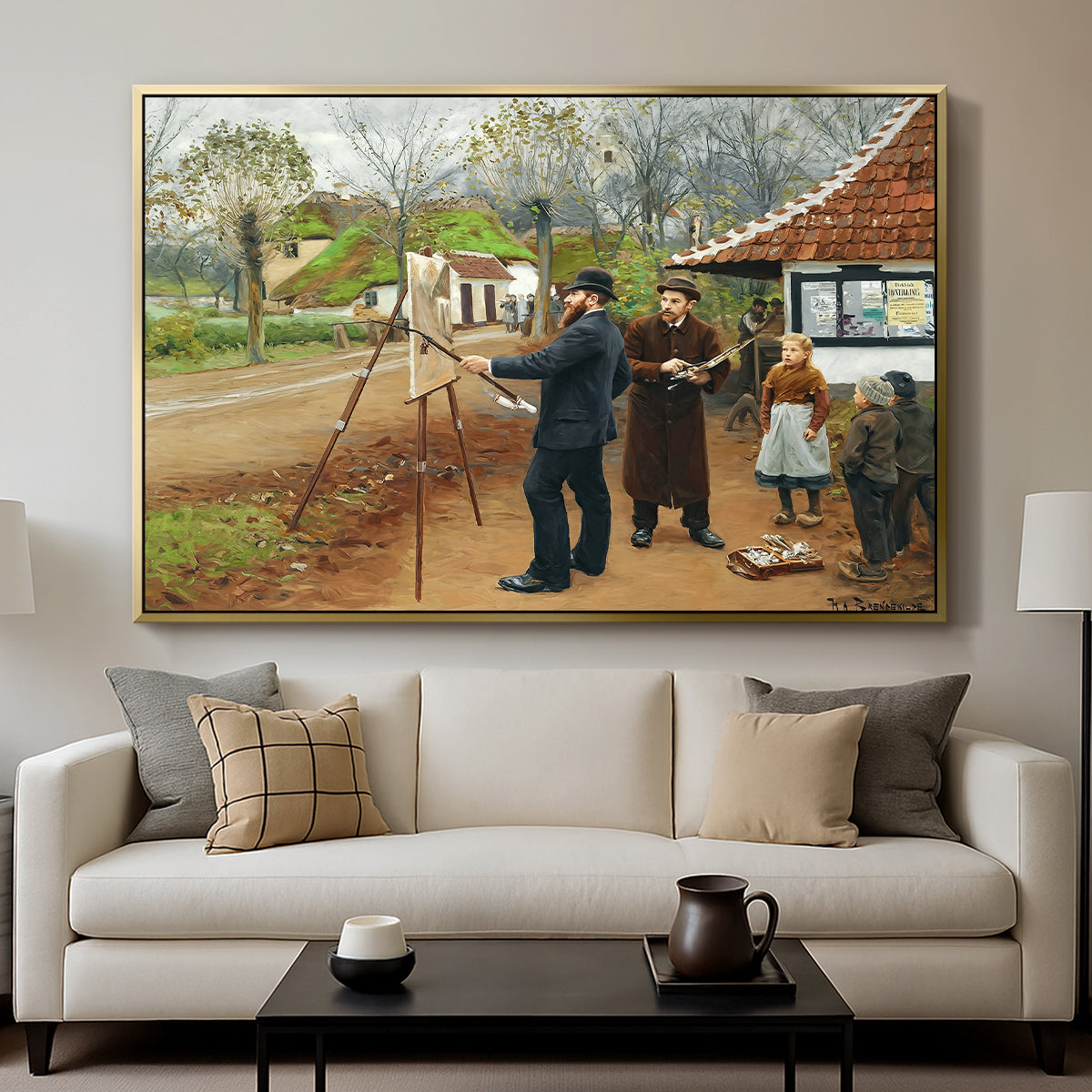L. A. Ring Painting near Aasum Smithy, 1893 - Floater Framed Canvas Print