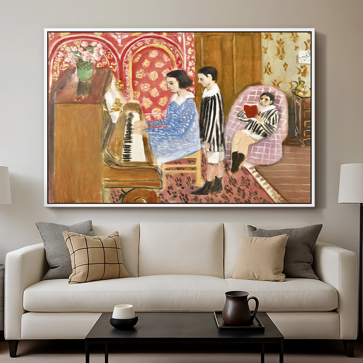 The Piano Lesson, 1923 - Floater Framed Canvas Print