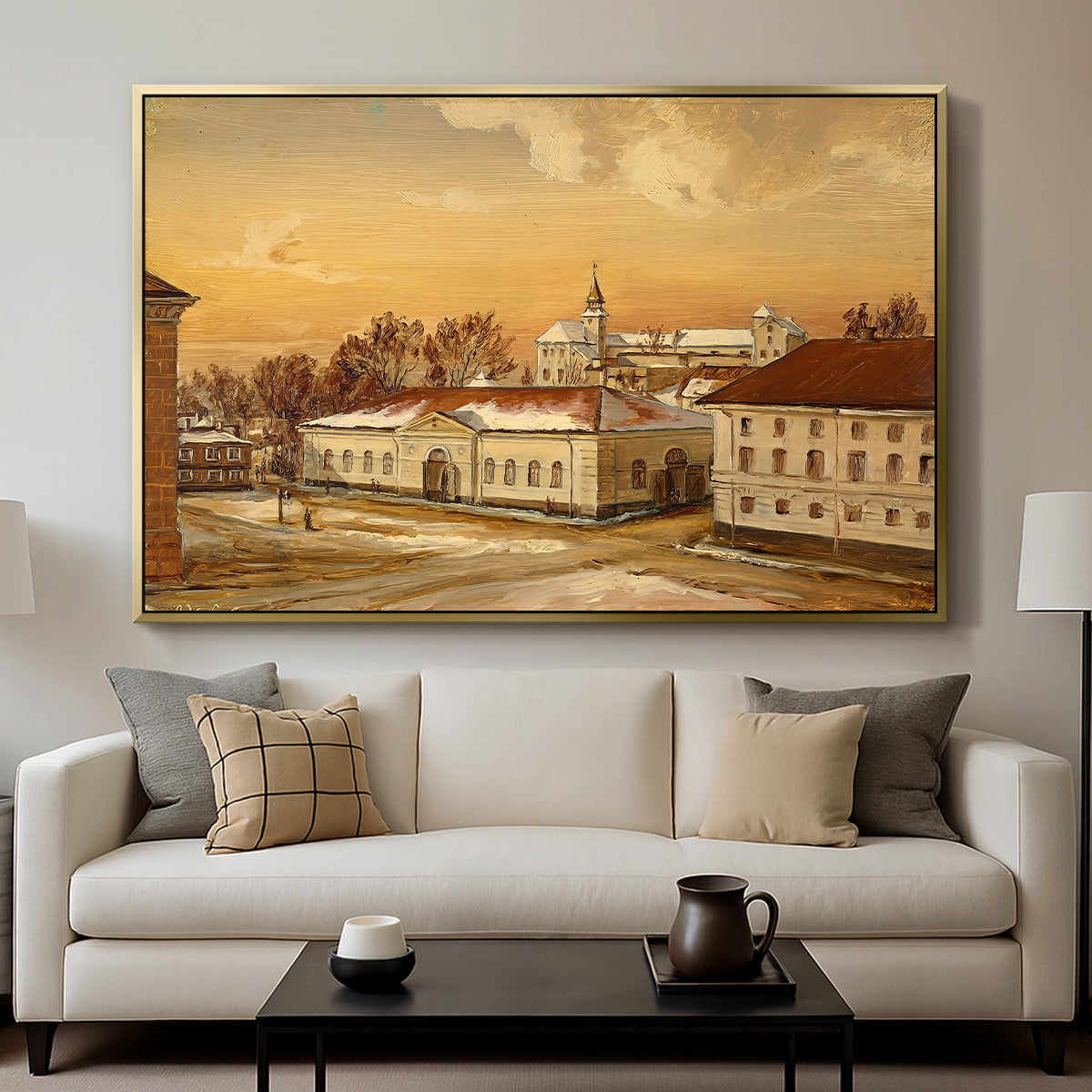 The Riding School at Akershus Castle, 1846 - Floater Framed Canvas Print