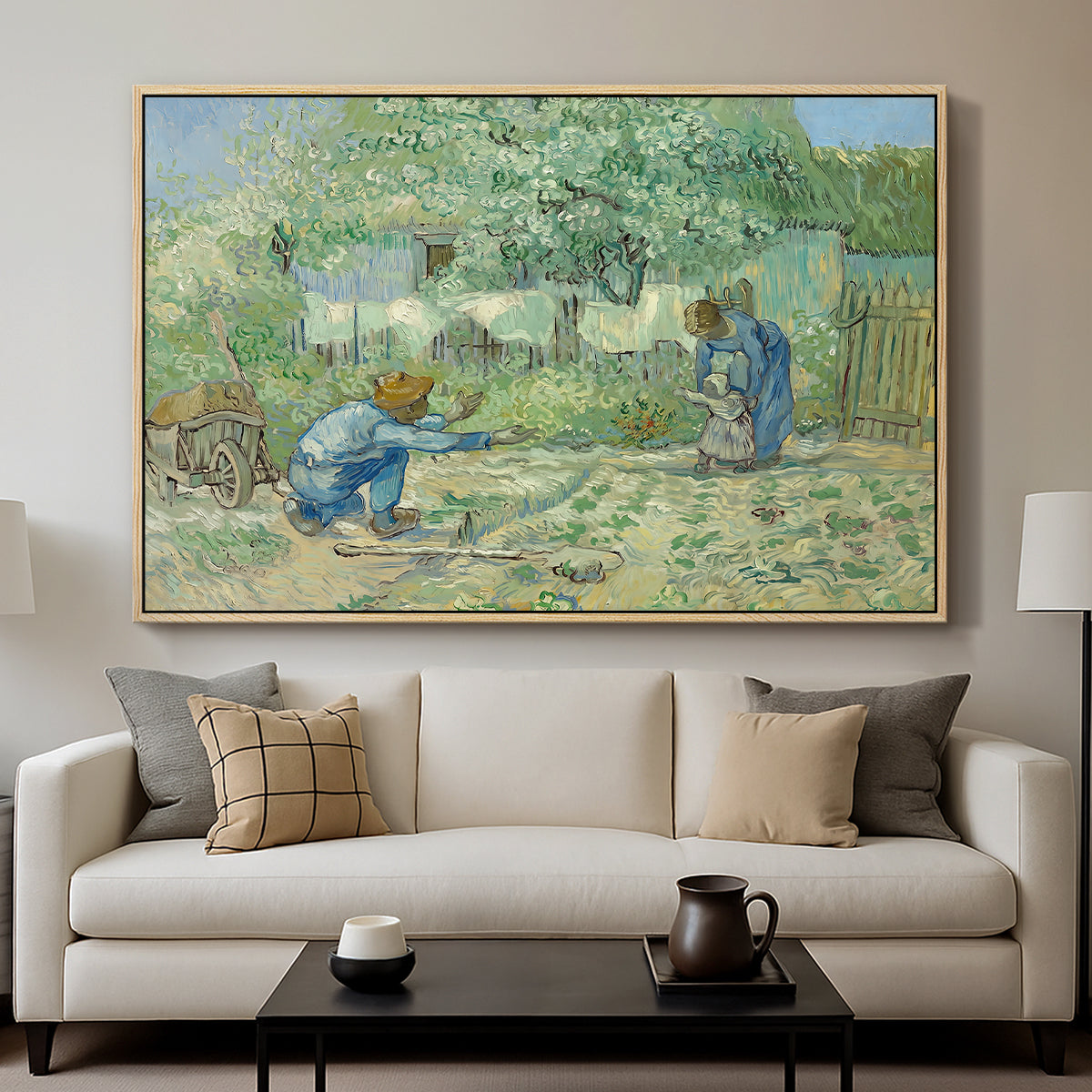 First Steps after Millet, 1890 - Floater Framed Canvas Print