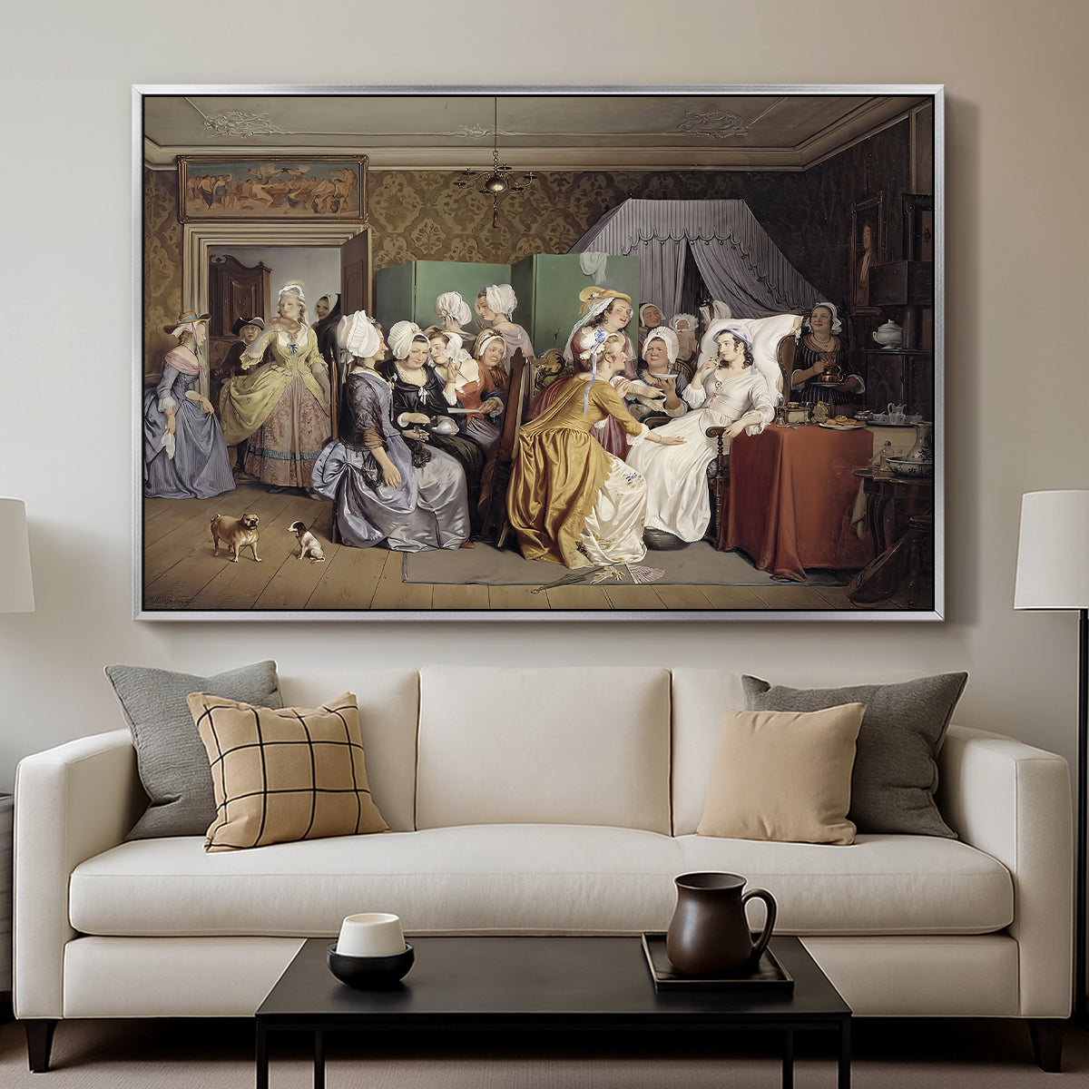 The Maternity Room (Scene from "Barselstuen"), 1845 - Floater Framed Canvas Print