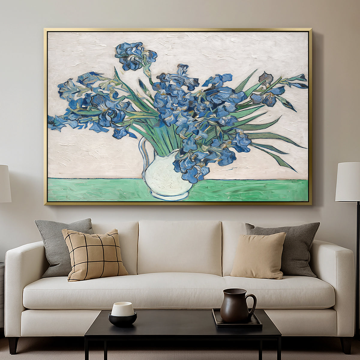 Irises, 1890 - Floater Framed Canvas Print