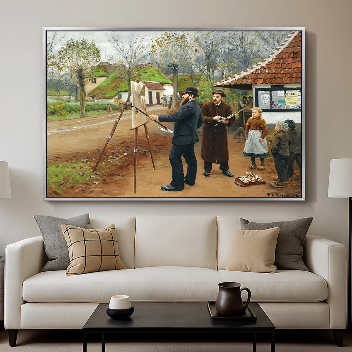 L. A. Ring Painting near Aasum Smithy, 1893 - Floater Framed Canvas Print