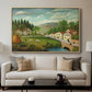 Pastoral Landscape with Stream, Fisherman and Strollers, 1875-1880 - Floater Framed Canvas Print