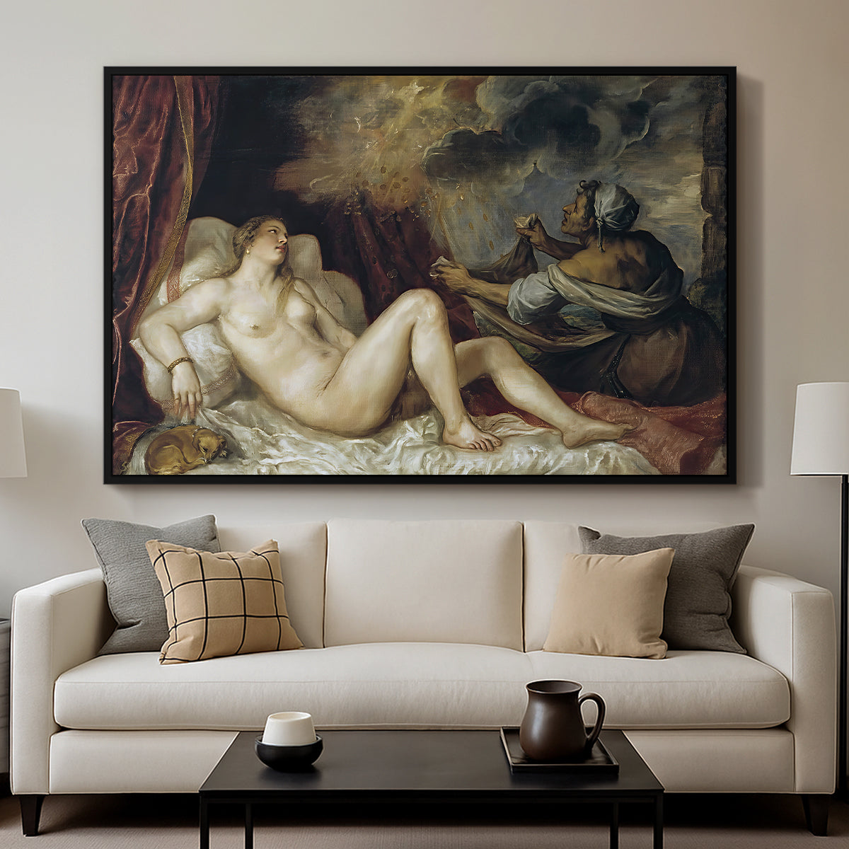 Danaë, c. 1560-1565 - Floater Framed Canvas Print