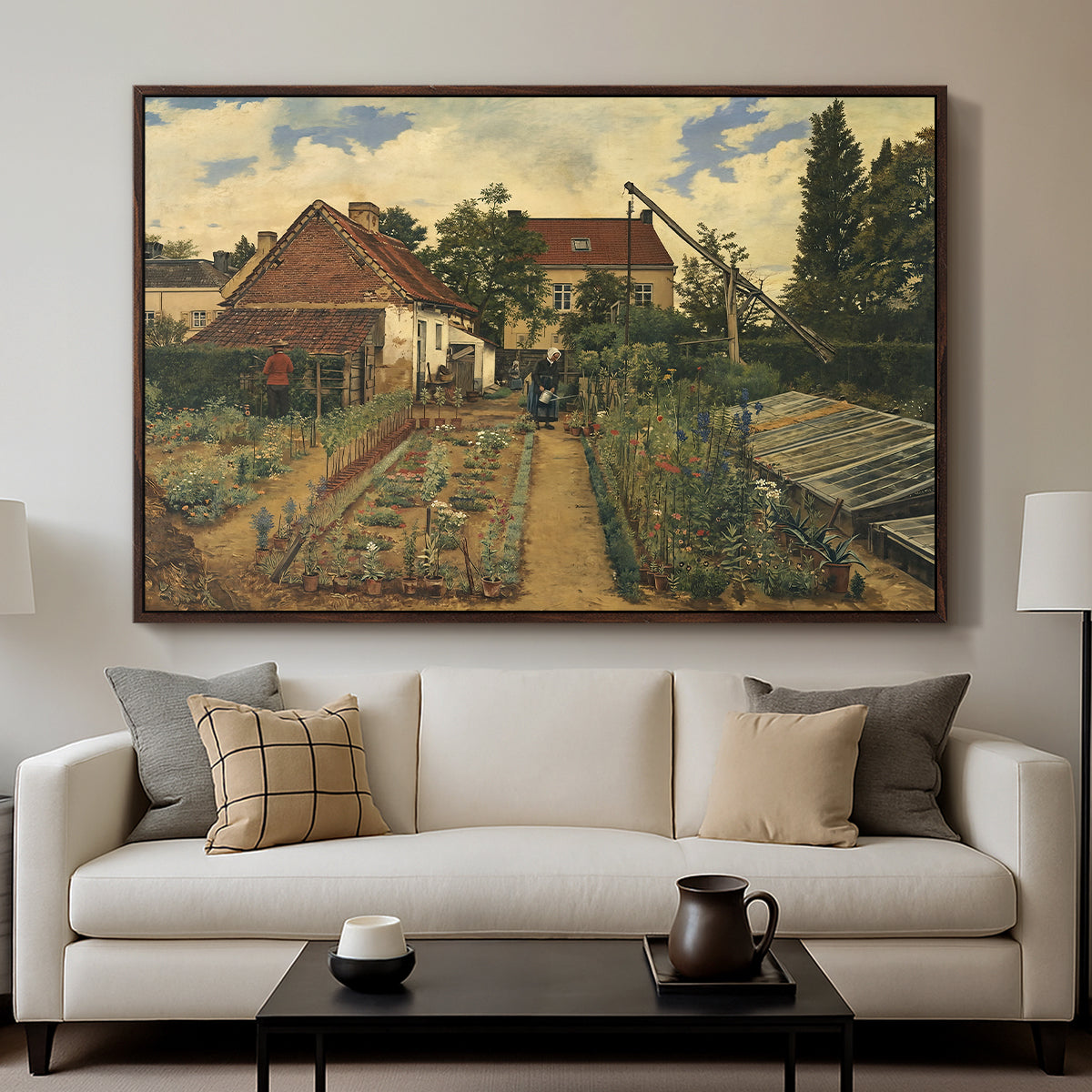 Garden of a Florist (The Flower Garden), 1864 - Floater Framed Canvas Print