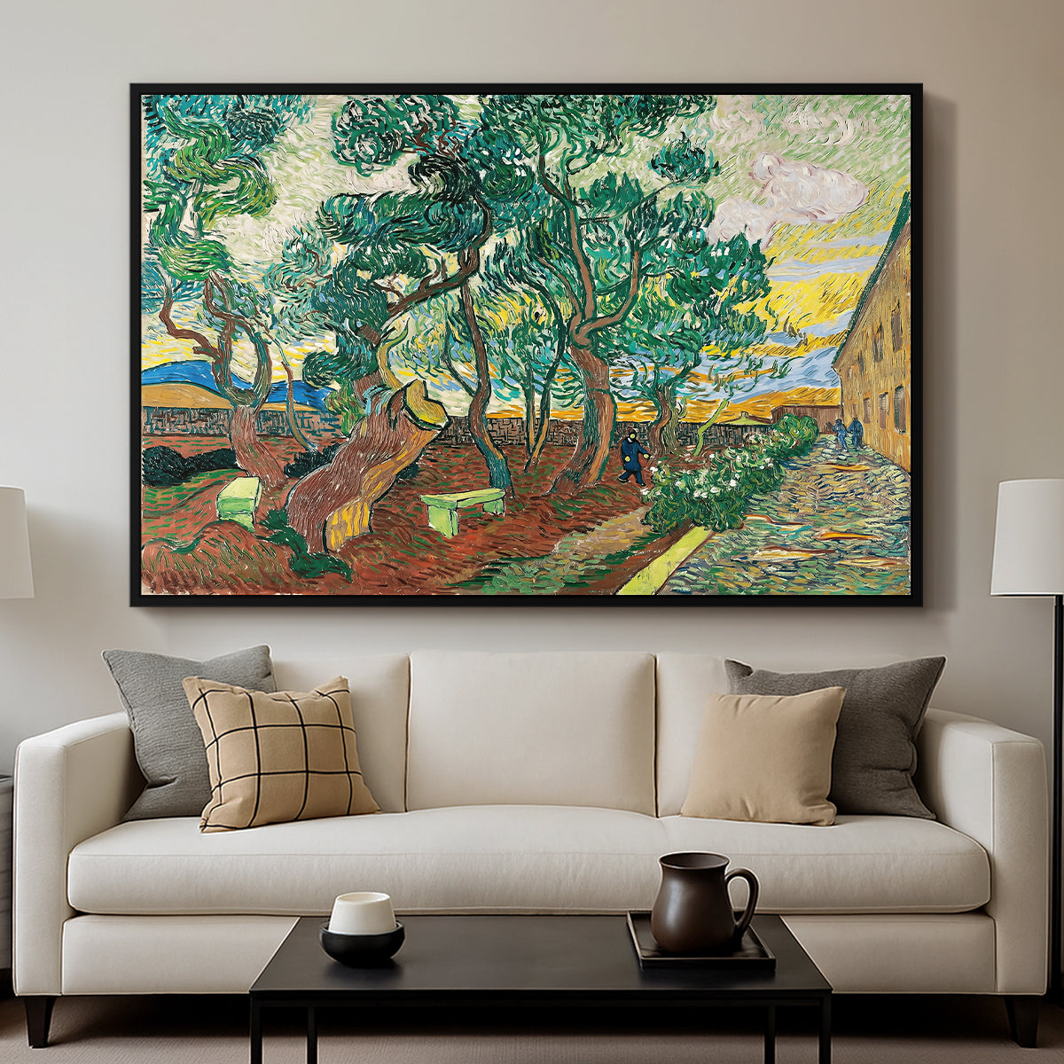 The Garden of Saint-Paul Hospital, 1889 - Floater Framed Canvas Print
