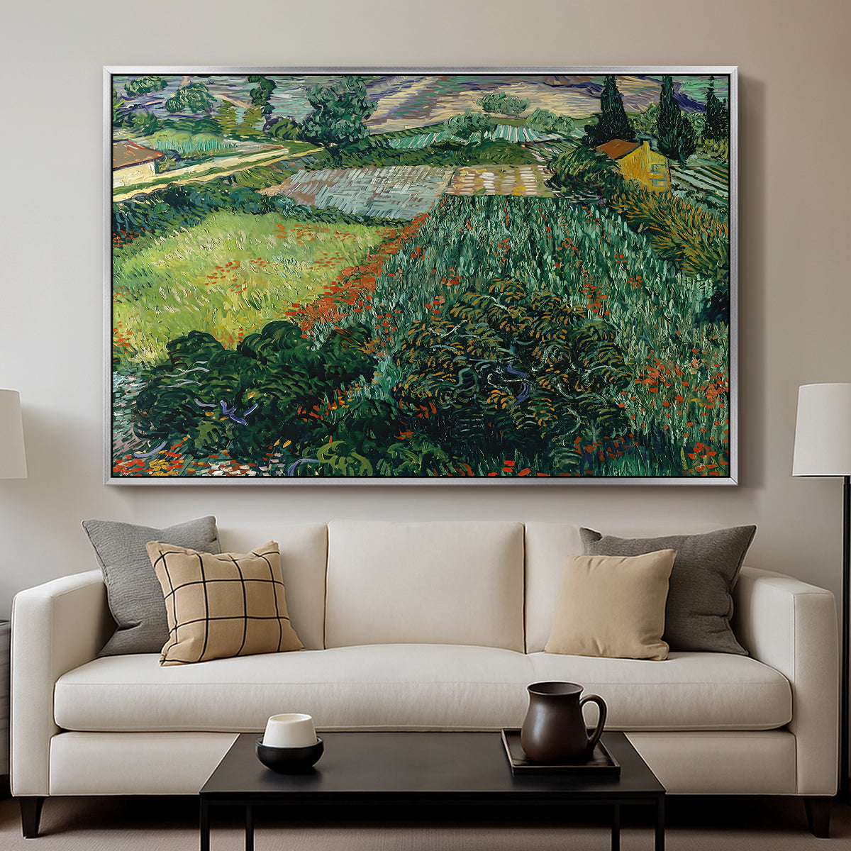 Field with Poppies, Saint-Rémy, 1889 - Floater Framed Canvas Print