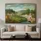 Pastoral Landscape with Stream, Fisherman and Strollers, 1875-1880 - Floater Framed Canvas Print