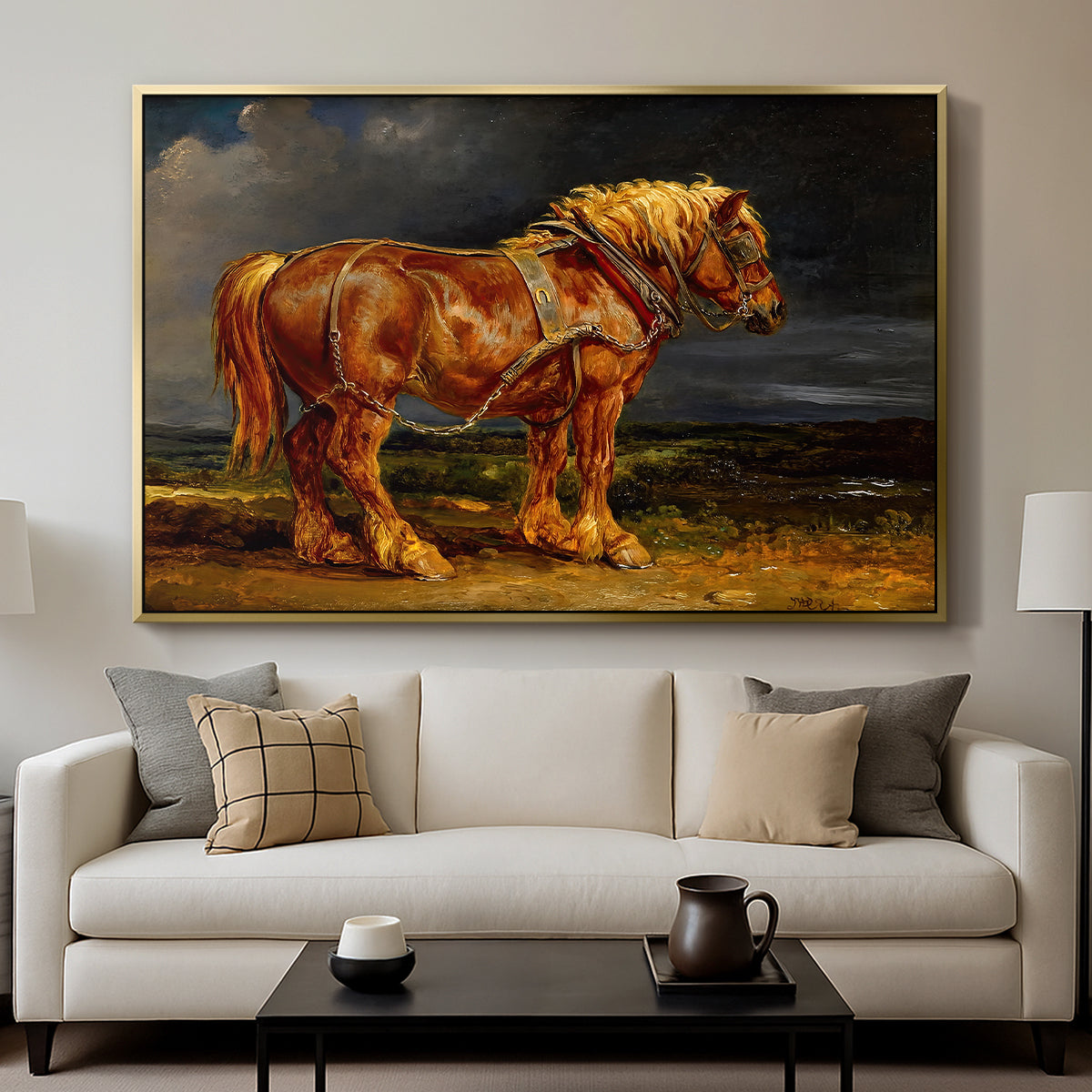 The Shire Horse Elephant in an Extensive Landscape, c. 1850s - Floater Framed Canvas Print