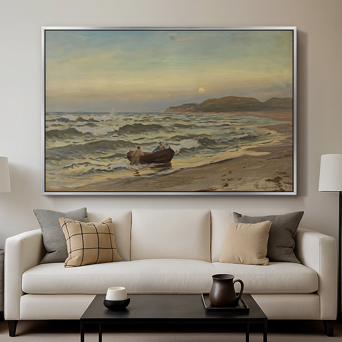 Storm at Rügen, 1882 - Floater Framed Canvas Print