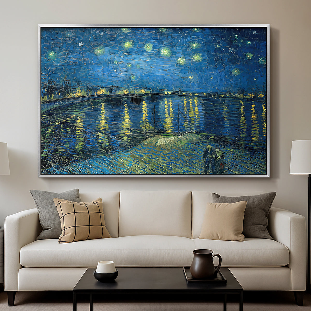 Starry Night Over the Rhône, 1888 - Floater Framed Canvas Print