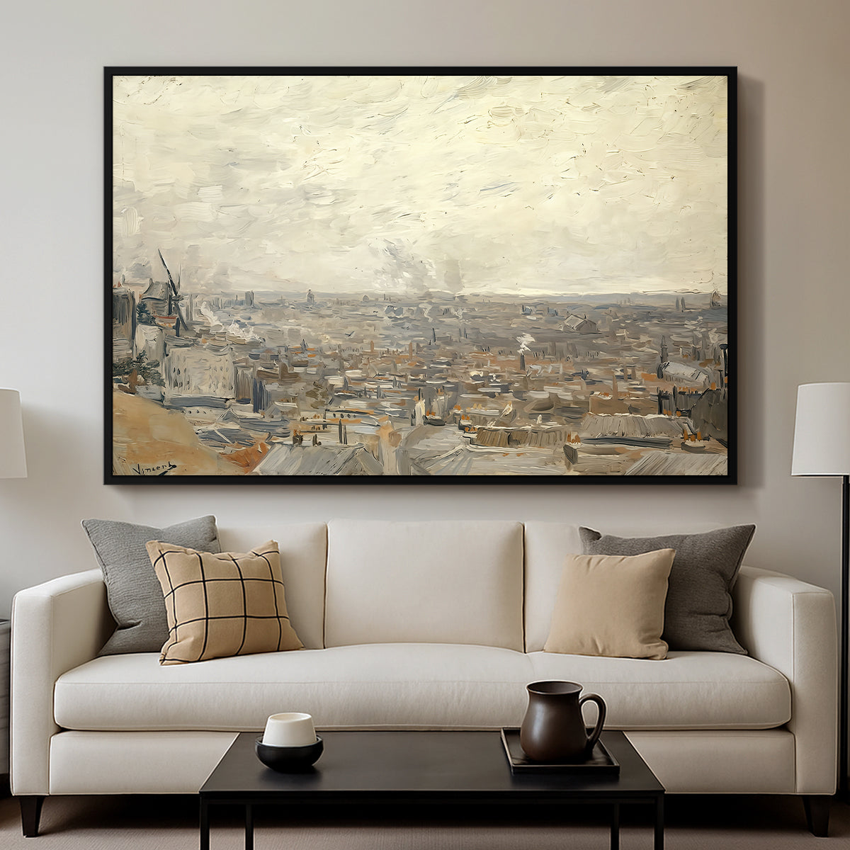 View from Montmartre, 1886 - Floater Framed Canvas Print