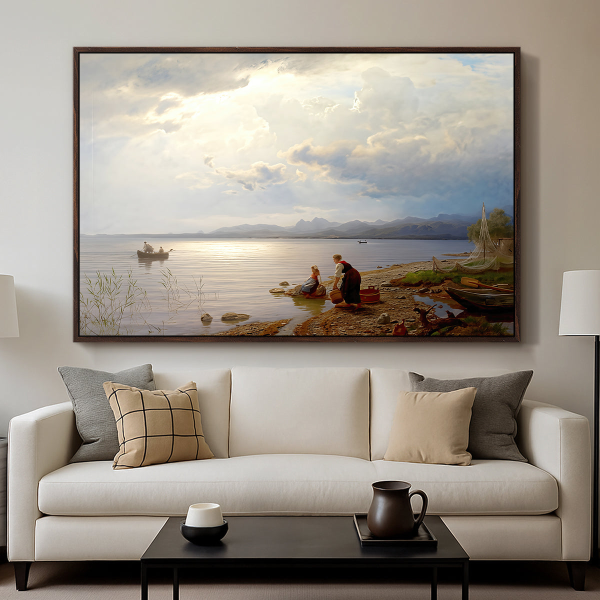 On the Banks of the Chiemsee, 1871 - Floater Framed Canvas Print