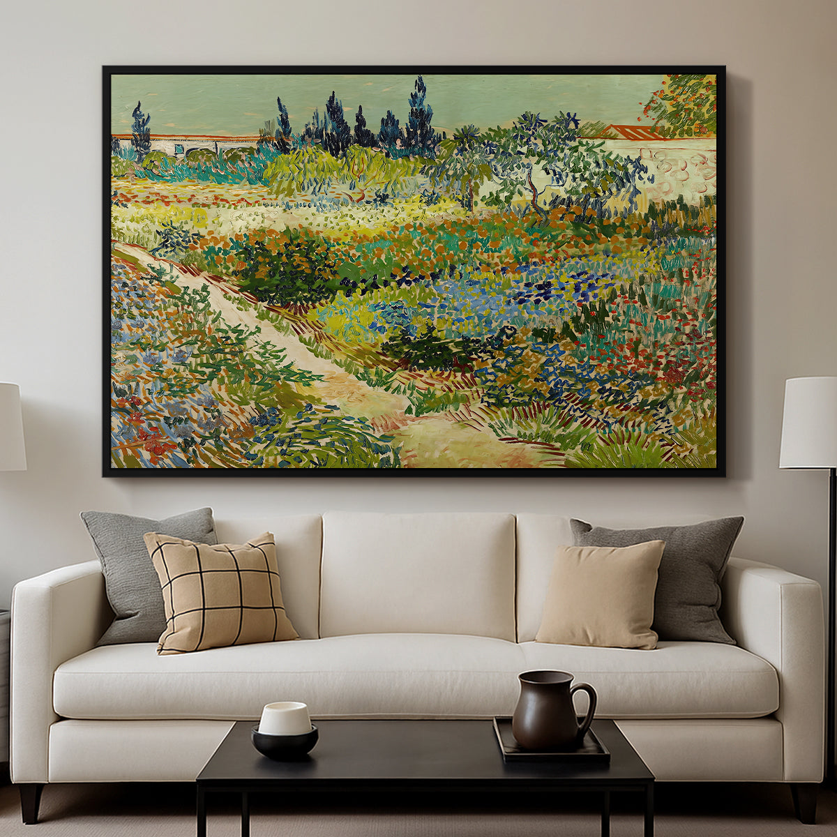 Garden at Arles, 1888 - Floater Framed Canvas Print