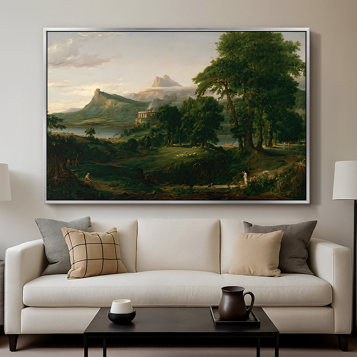 The Course of Empire: The Arcadian or Pastoral State, 1834 - Floater Framed Canvas Print