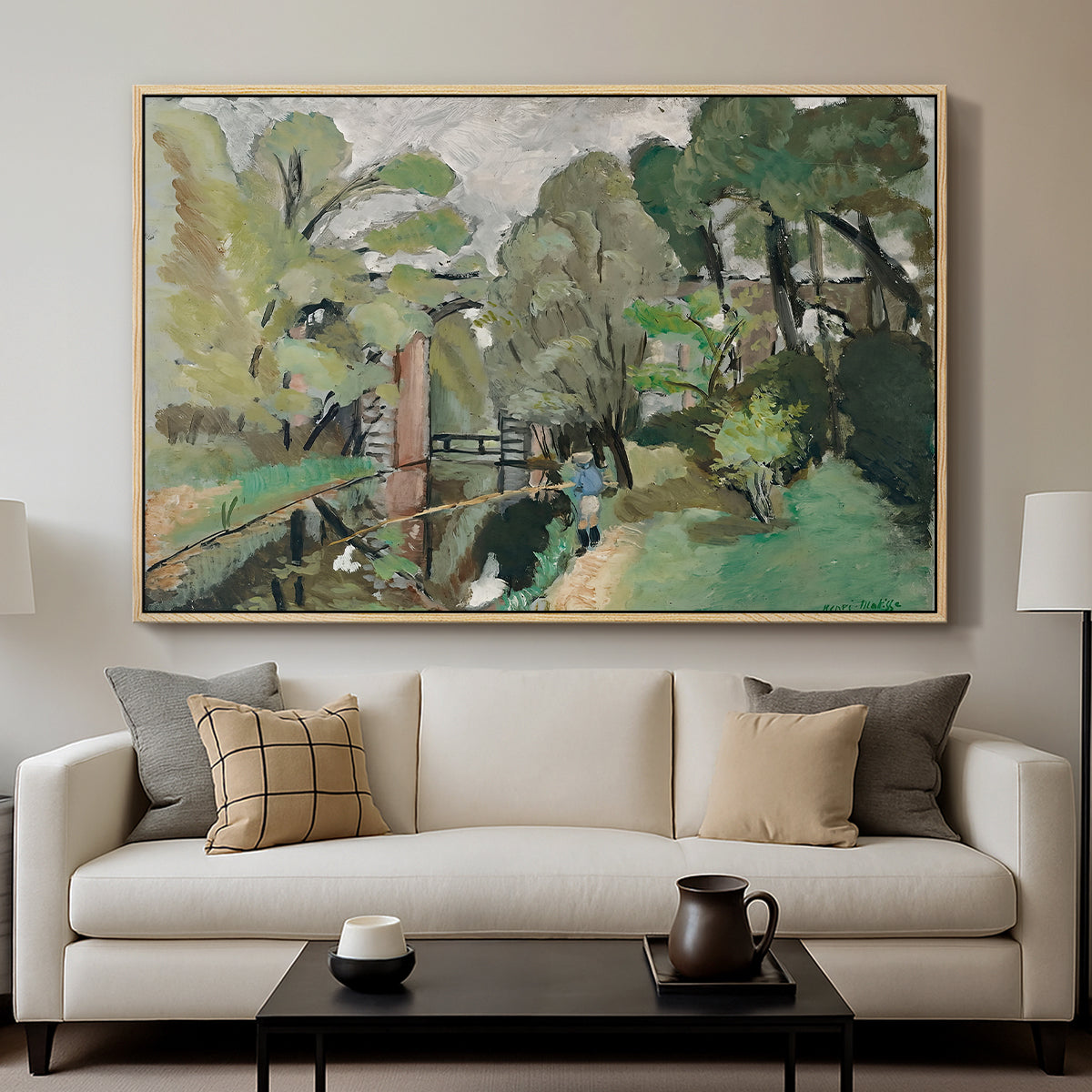 The Little Fisherman, Maintenon, 1918 - Floater Framed Canvas Print