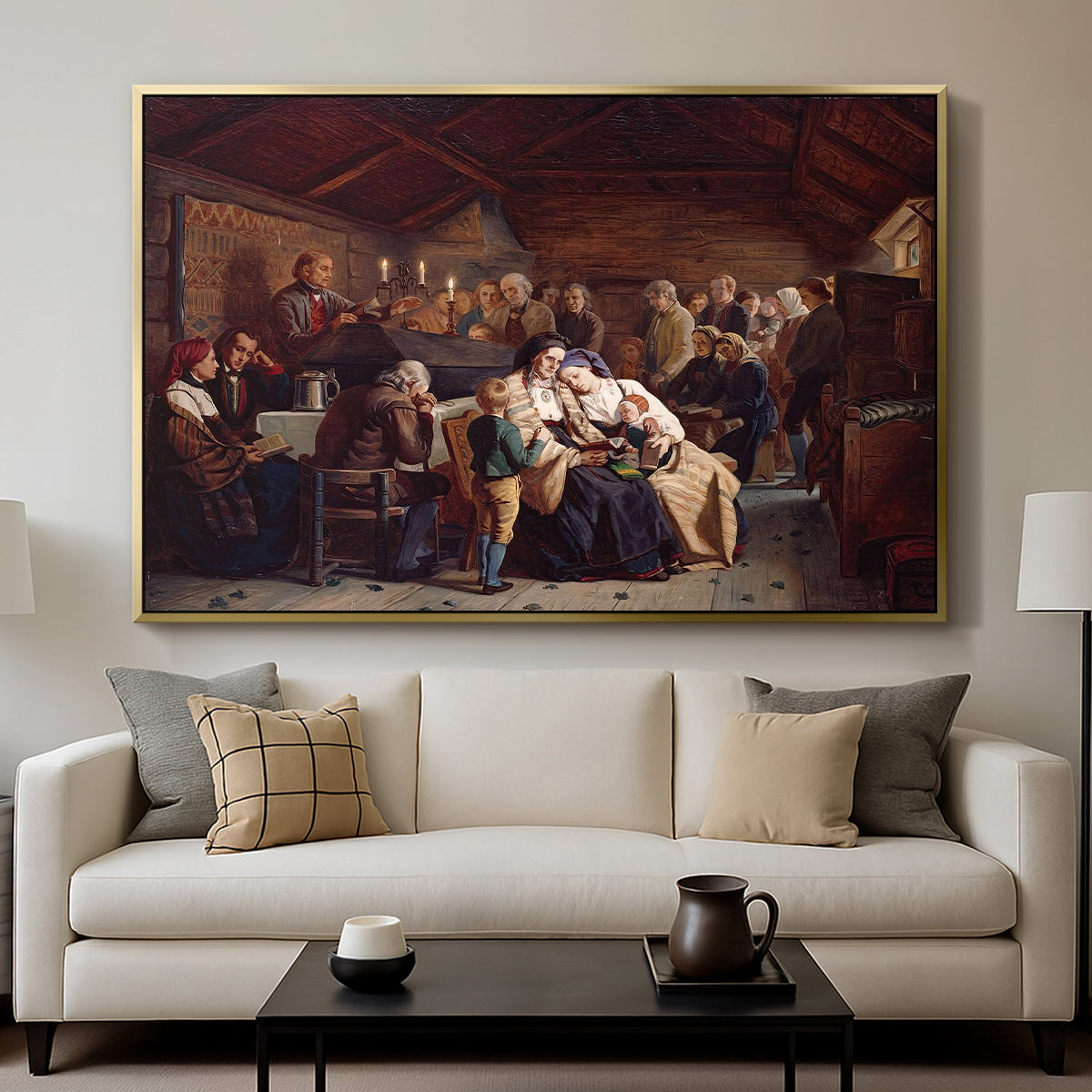 Funeral Feast, 1854 - Floater Framed Canvas Print