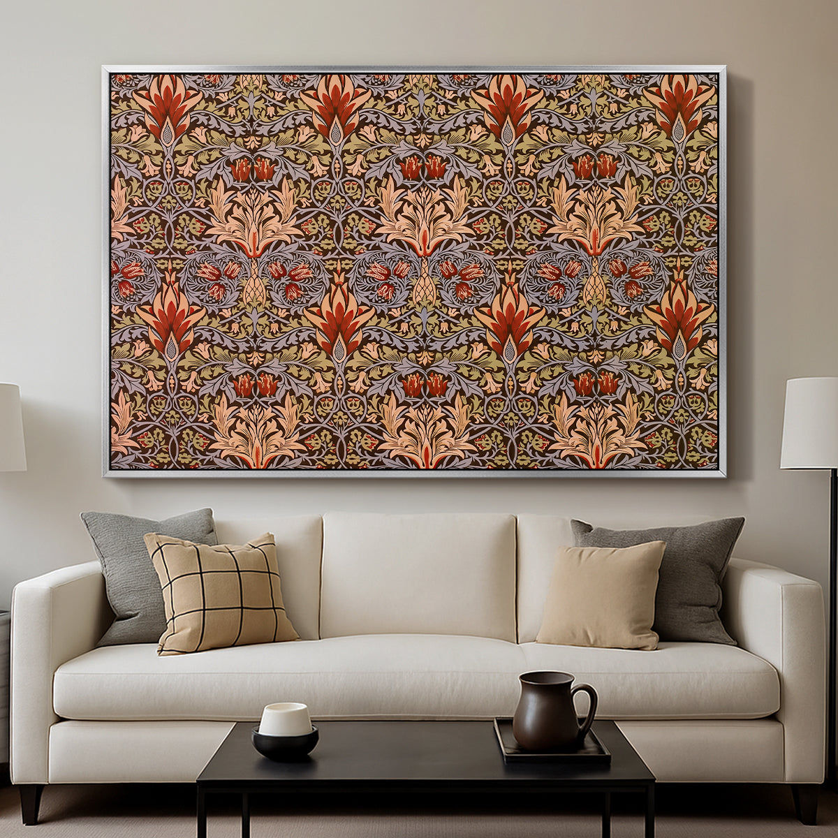 Snakeshead - Red/Cumin, c. 1876 - Floater Framed Canvas Print